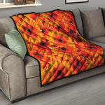 Orange Daisy Flower Print Quilt