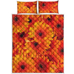 Orange Daisy Flower Print Quilt Bed Set