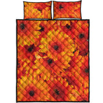 Orange Daisy Flower Print Quilt Bed Set