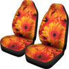 Orange Daisy Flower Print Universal Fit Car Seat Covers