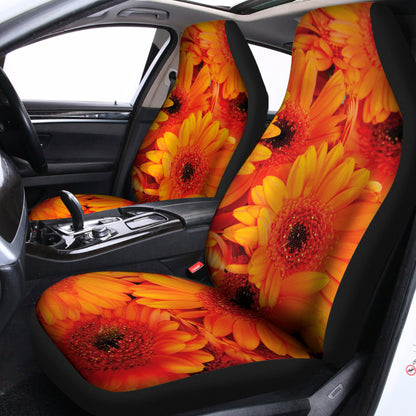 Orange Daisy Flower Print Universal Fit Car Seat Covers