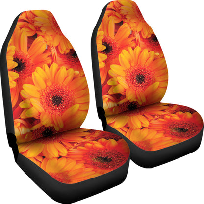 Orange Daisy Flower Print Universal Fit Car Seat Covers