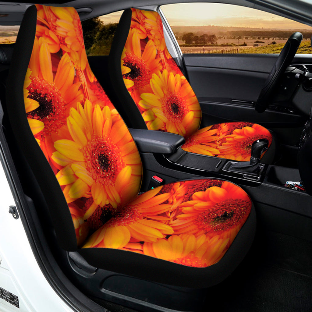 Orange Daisy Flower Print Universal Fit Car Seat Covers