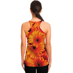 Orange Daisy Flower Print Women's Racerback Tank Top