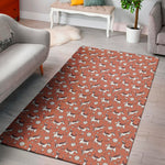 Orange Doodle Bull Terrier Pattern Print Area Rug