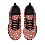 Orange Doodle Bull Terrier Pattern Print Black Sneakers