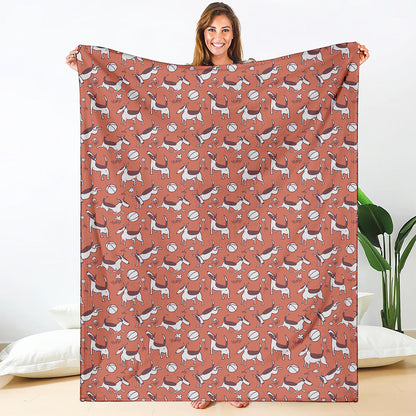 Orange Doodle Bull Terrier Pattern Print Blanket