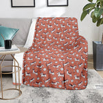 Orange Doodle Bull Terrier Pattern Print Blanket