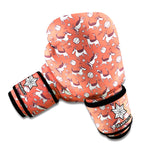 Orange Doodle Bull Terrier Pattern Print Boxing Gloves