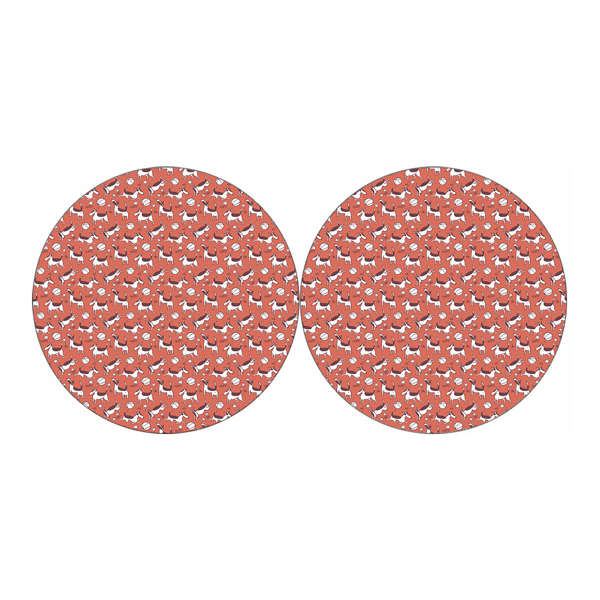 Orange Doodle Bull Terrier Pattern Print Car Coasters