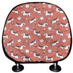 Orange Doodle Bull Terrier Pattern Print Car Headrest Covers