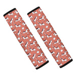 Orange Doodle Bull Terrier Pattern Print Car Seat Belt Covers