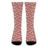 Orange Doodle Bull Terrier Pattern Print Crew Socks