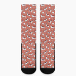 Orange Doodle Bull Terrier Pattern Print Crew Socks