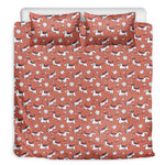 Orange Doodle Bull Terrier Pattern Print Duvet Cover Bedding Set