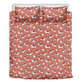 Orange Doodle Bull Terrier Pattern Print Duvet Cover Bedding Set