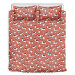 Orange Doodle Bull Terrier Pattern Print Duvet Cover Bedding Set