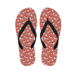 Orange Doodle Bull Terrier Pattern Print Flip Flops
