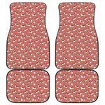 Orange Doodle Bull Terrier Pattern Print Front and Back Car Floor Mats