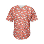 Orange Doodle Bull Terrier Pattern Print Men's Baseball Jersey