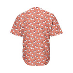 Orange Doodle Bull Terrier Pattern Print Men's Baseball Jersey
