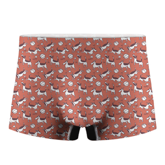Orange Doodle Bull Terrier Pattern Print Men's Boxer Briefs