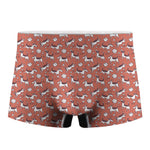 Orange Doodle Bull Terrier Pattern Print Men's Boxer Briefs