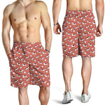 Orange Doodle Bull Terrier Pattern Print Men's Shorts