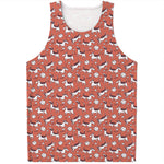 Orange Doodle Bull Terrier Pattern Print Men's Tank Top