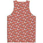 Orange Doodle Bull Terrier Pattern Print Men's Tank Top