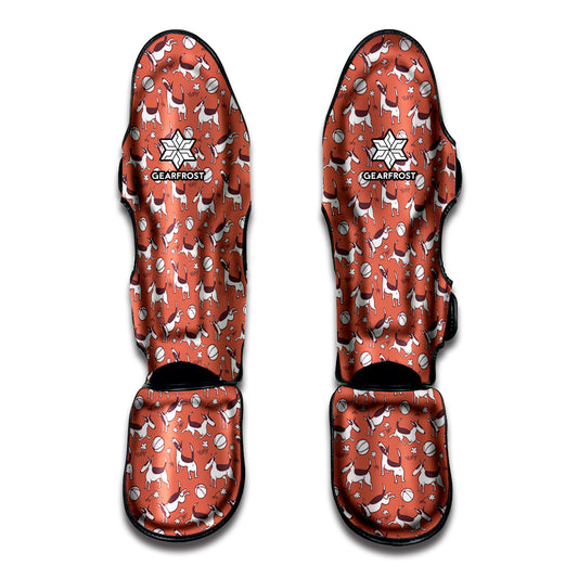 Orange Doodle Bull Terrier Pattern Print Muay Thai Shin Guard