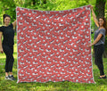 Orange Doodle Bull Terrier Pattern Print Quilt