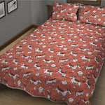 Orange Doodle Bull Terrier Pattern Print Quilt Bed Set