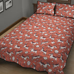 Orange Doodle Bull Terrier Pattern Print Quilt Bed Set