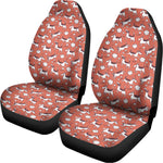 Orange Doodle Bull Terrier Pattern Print Universal Fit Car Seat Covers