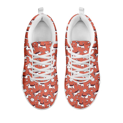 Orange Doodle Bull Terrier Pattern Print White Sneakers