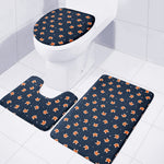 Orange Fox Pattern Print 3 Piece Bath Mat Set