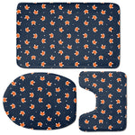 Orange Fox Pattern Print 3 Piece Bath Mat Set