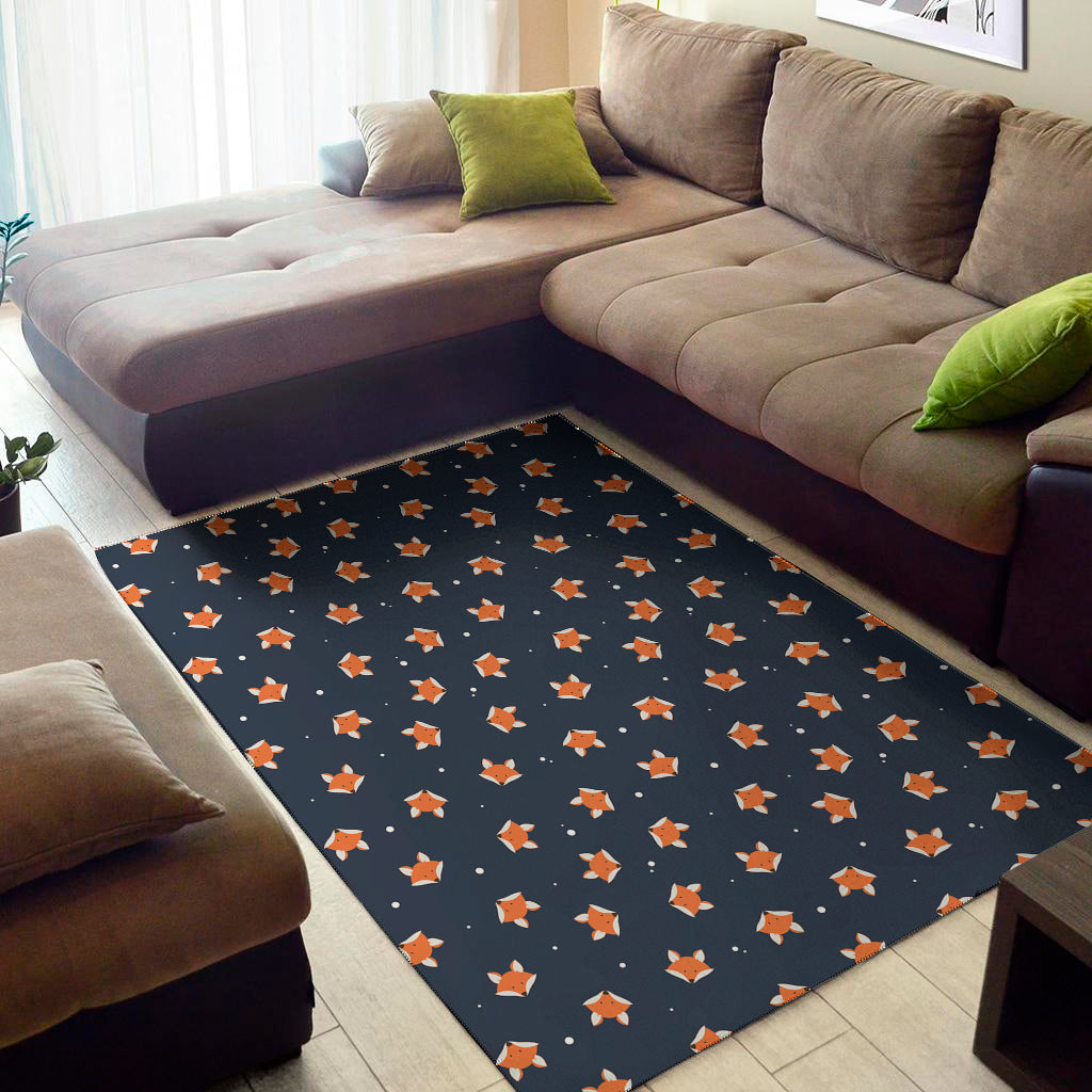 Orange Fox Pattern Print Area Rug