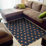 Orange Fox Pattern Print Area Rug