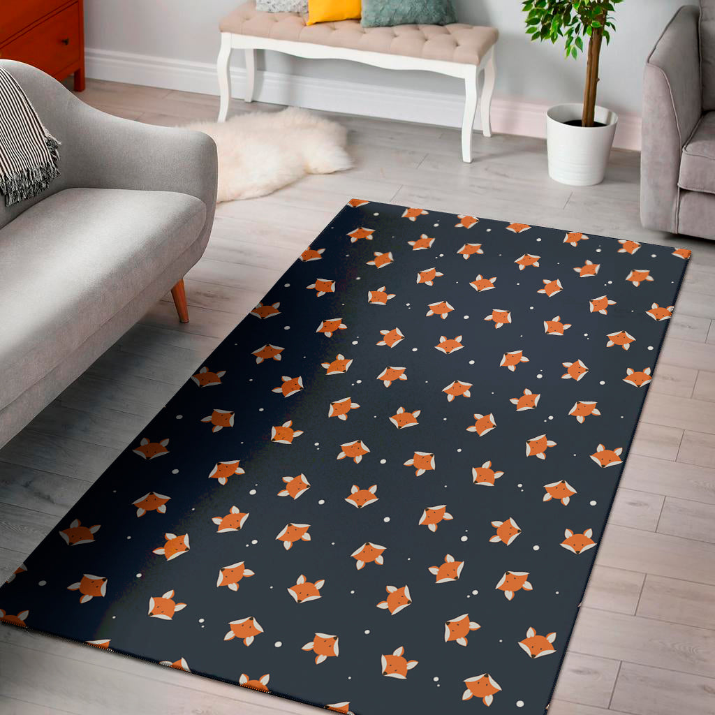Orange Fox Pattern Print Area Rug