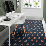 Orange Fox Pattern Print Area Rug