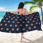 Orange Fox Pattern Print Beach Sarong Wrap