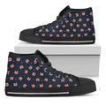 Orange Fox Pattern Print Black High Top Sneakers