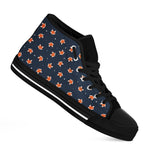 Orange Fox Pattern Print Black High Top Shoes