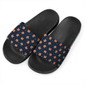Orange Fox Pattern Print Black Slide Sandals