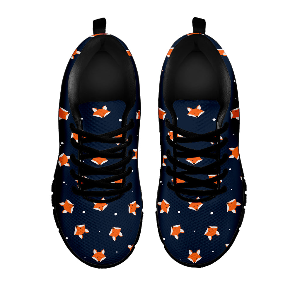 Orange Fox Pattern Print Black Sneakers