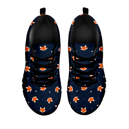 Orange Fox Pattern Print Black Sneakers