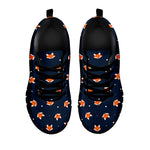 Orange Fox Pattern Print Black Sneakers