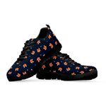 Orange Fox Pattern Print Black Sneakers